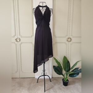 Vintage Y2K Cache Brown Asymmetrical Halter Dress Size 6
